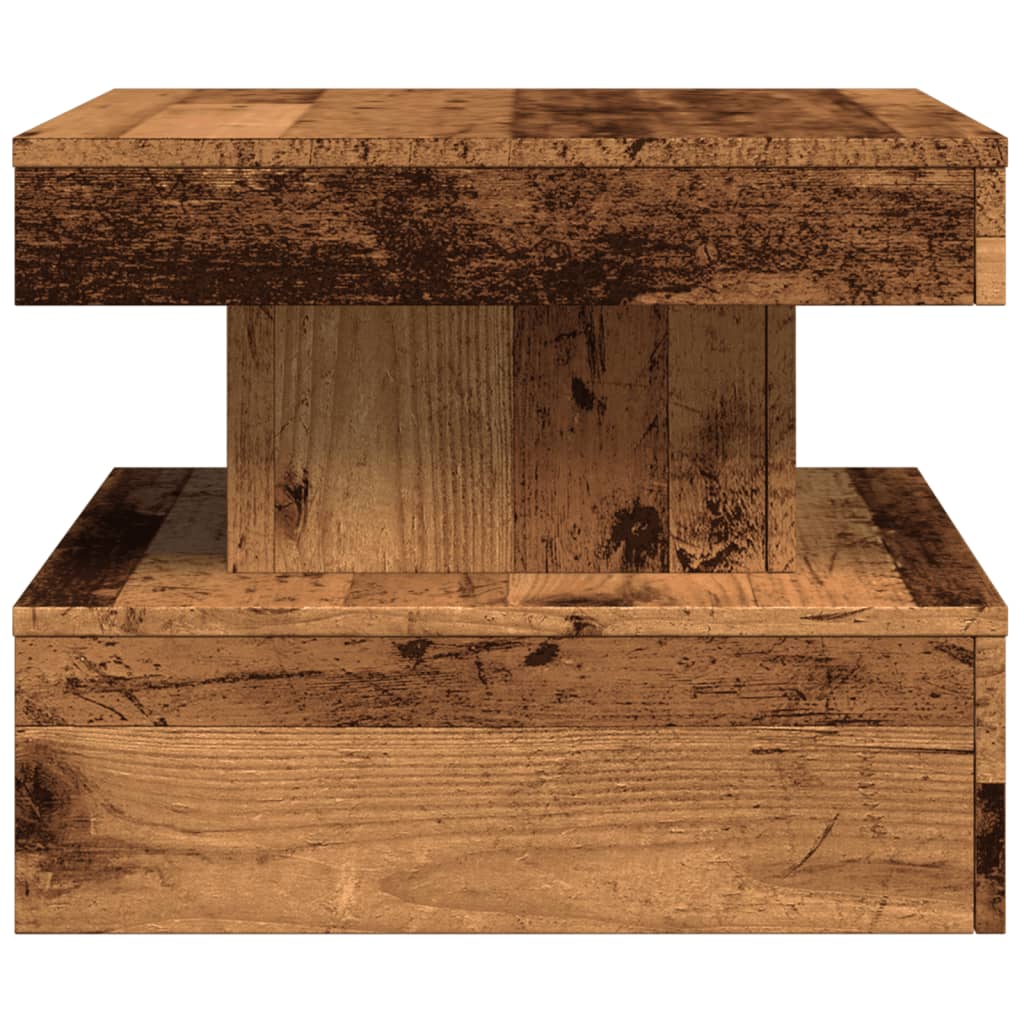 LED Coffee Table with Rustic Wood Look 50 x 50 x 40 cm