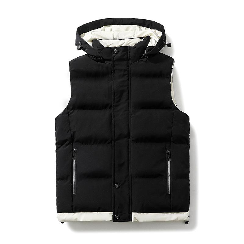 Thickened Hooded Vest In Autumn and Winter Men's Vest Large Size Vest Cotton Coat Horse Clip Jacket Men