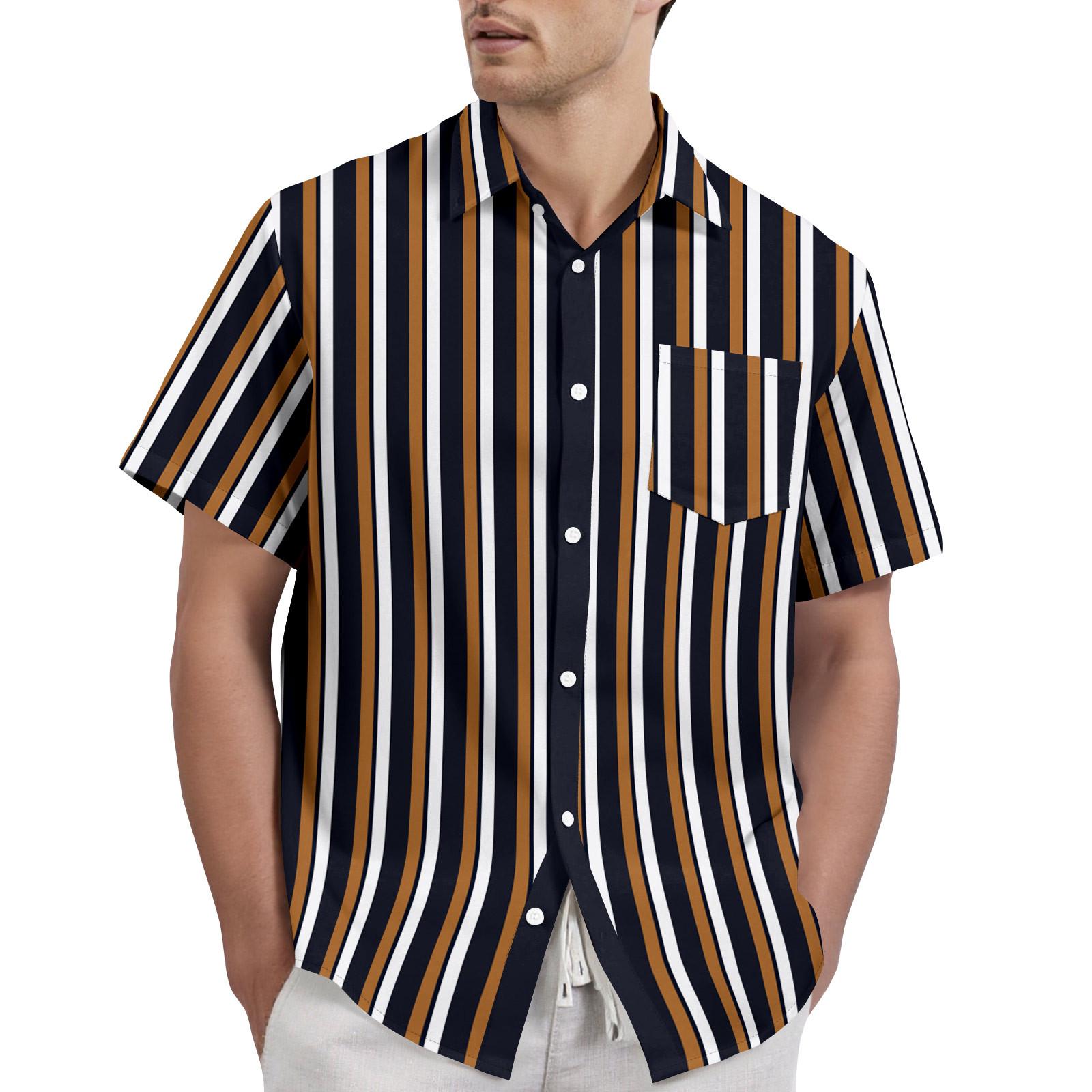 

Ретро-богемный принт - мужская повседневная рубашка с коротким рукавом XXL тёмно-синий