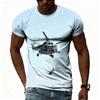 Summer Round Neck 3D Helicopter Pattern Print Top Fashionable Casual Short Sleeved Men's T-shirts