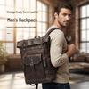 Men's Backpack: Retro, Large Capacity Crazy Horse Leather, Fits 16-inch Laptop