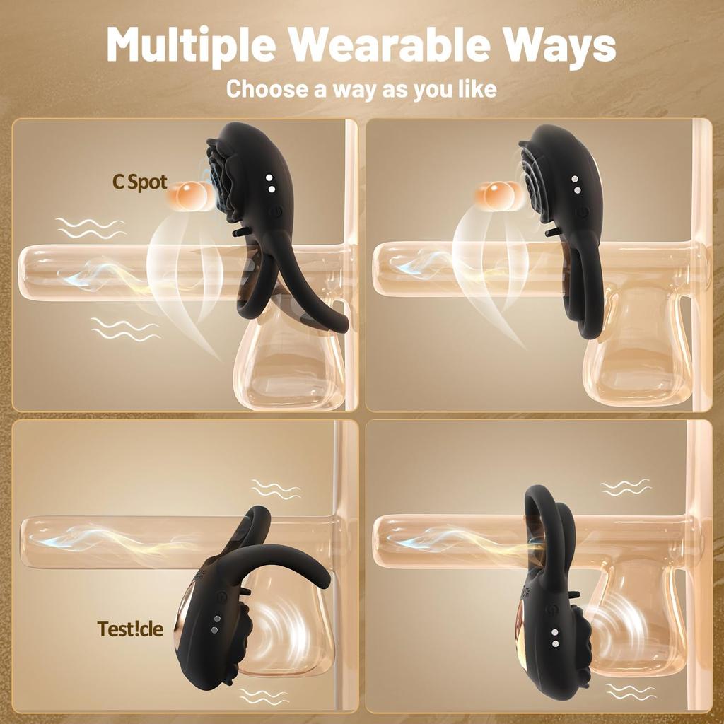 Vibrating Cock Ring Adult Sex Toys for Men Rose Clitoral Vibrator Couples Sex Toys, 8 Vibrations Adult Male Sex Toy Remote Control Vibrators for Men