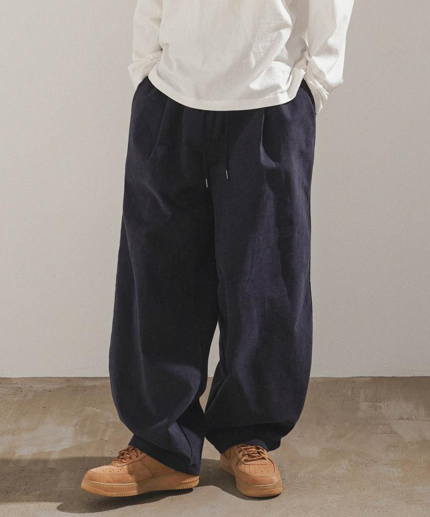 JEMUT Cotton Peach Wide Elastic Waist Pants Navy Mmlp2673
