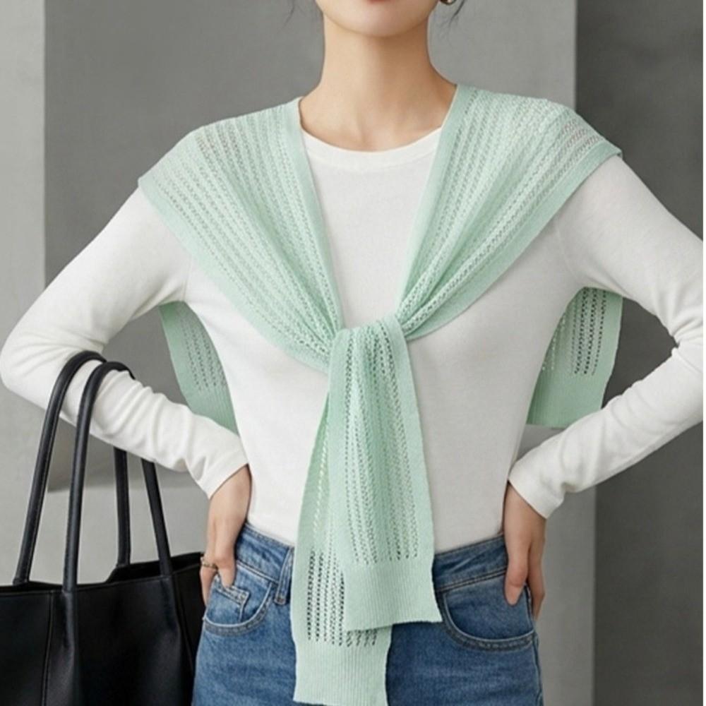 Lace Hollow Shoulder Scarf Solid Color Neck Guard Scarf Fashion Fake Collar  for Women