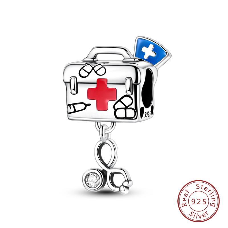 Original 925 Silver Charm Beads Medical Series Doctor Nurse Teeth Care Pendant For DIY Bracelet Jewelry