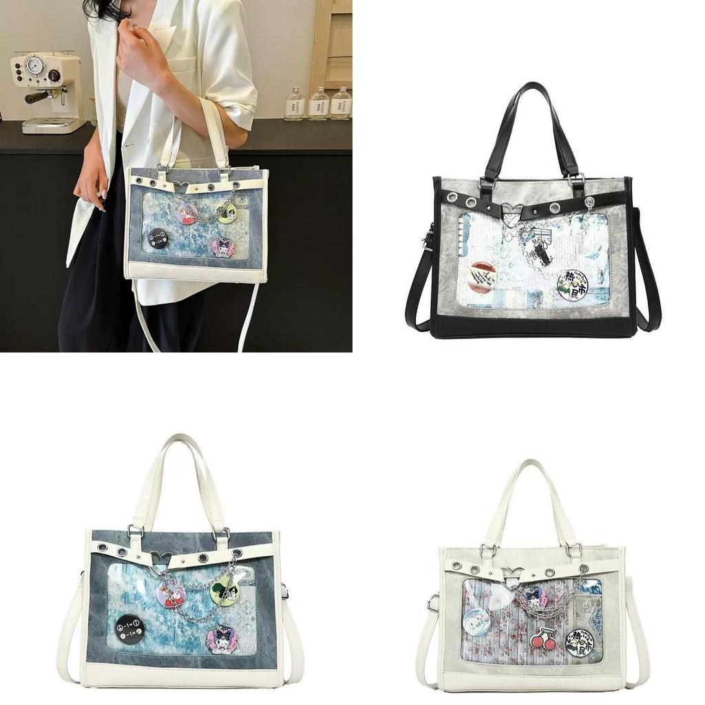 Large Capacity Minimalist Handbag Zipper Pocket Adjustable Straps Teens Travel