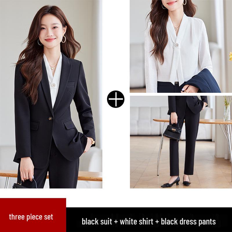 2024 Women's Gray Professional Suit Set - Spring/Autumn High-End Jacket for Workplace, Commute, or Interview