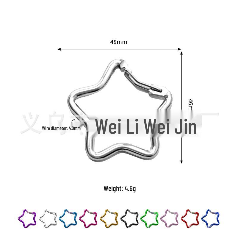 Colorful Aluminum Pentagon Carabiner Hook for Bags, Jewelry & Clothing Accessories with Star Quick-Release Buckle