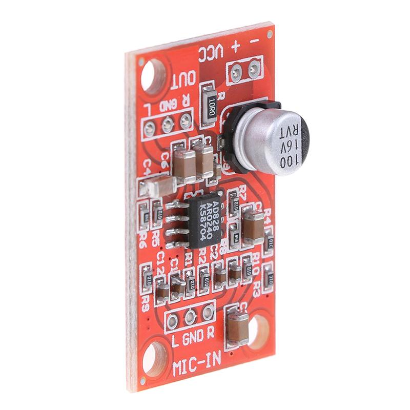 Ad828 Stereo Dynamic Microphone Preamplifier Board Mic Preamp Dc 3.7V-15V 12V
