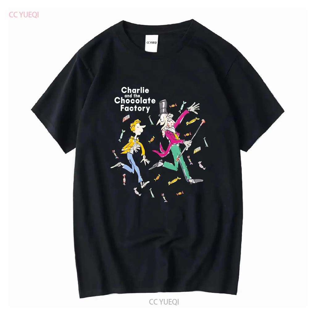 CHARLIE UND DIE SCHOKOLADENFABRIK Kinder T-Shirt lang- oder kurzärmelig Vintage Gewaschene Mode Bequemes Oberteil für den Alltag