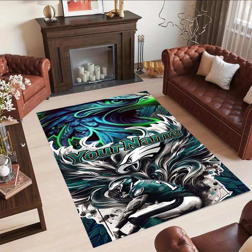 Philadelphia Eagles Customized Name Carpet Design For Game Room Dormitory Dining Room Balcony Antislip Rug Anime Office Decor