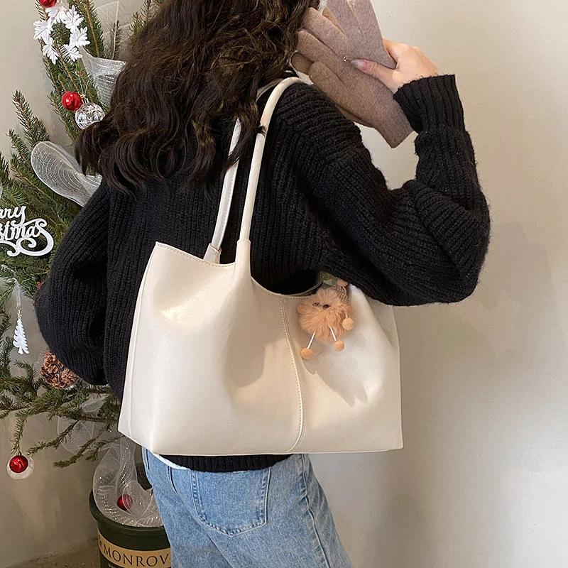 Leather PU Shoulder Bag for Women Versatile for Car Stitching Casual and Business High-end Modern Design New Solid Color