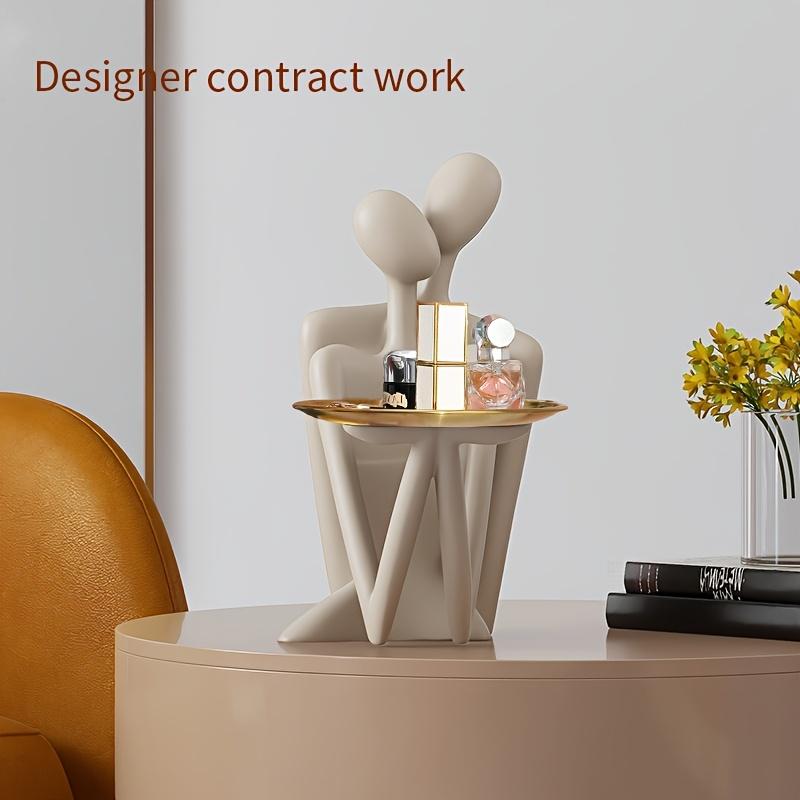 Figurine Moderne Abstracte Cuplu Tava pentru Chei, Suport Bijuterii din Rășină, Decor pentru Casă, Perfect pentru Holul de Intrare, Cadou de Nuntă și Sărbători, Intrare