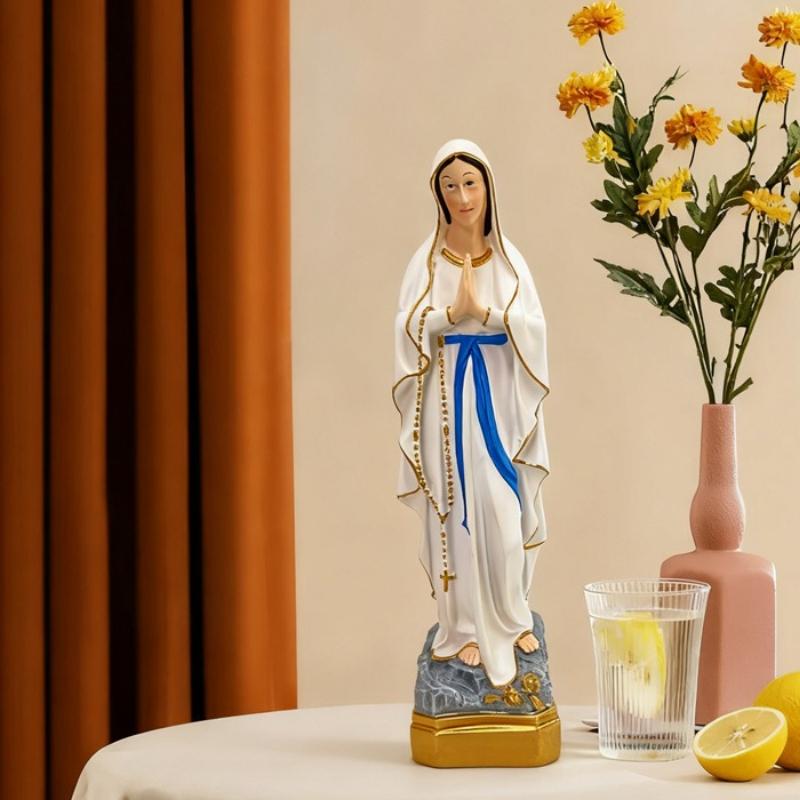 Maľovaná socha Panny Márie Guadalupskej Živicová figúrka Svätej Márie Domáce dekorácie Oltár k Panne Vianočná ozdoba na stôl