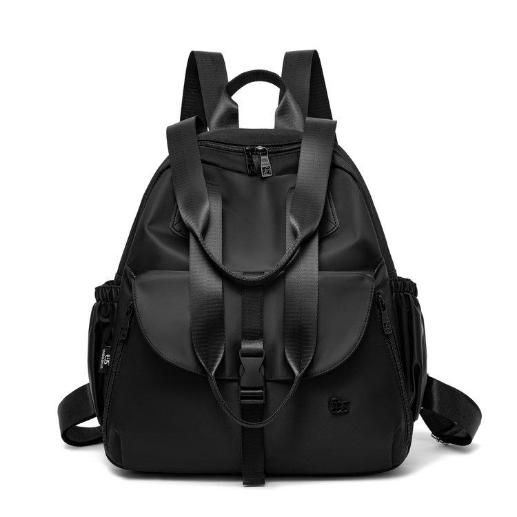 Водонепроницаемый нейлоновый рюкзак для женщин с множеством карманов и регулируемыми лямками для повседневного использования чёрный