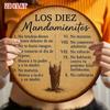 Vintage 10 Commandments Tin Sign Spanish Text Religious Metal Wall Decor