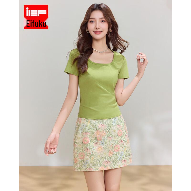 IEF French Style Short-Sleeve Top & Floral Skirt Set M