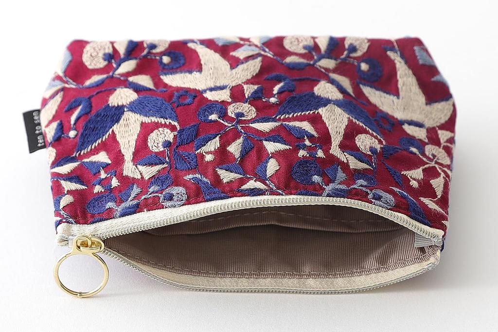 DDintex Ten to Sen Basic 15 x x and Line Embroidery Pouch, Bird, Purple, 10.5 4.5cm [Dot Fabric]