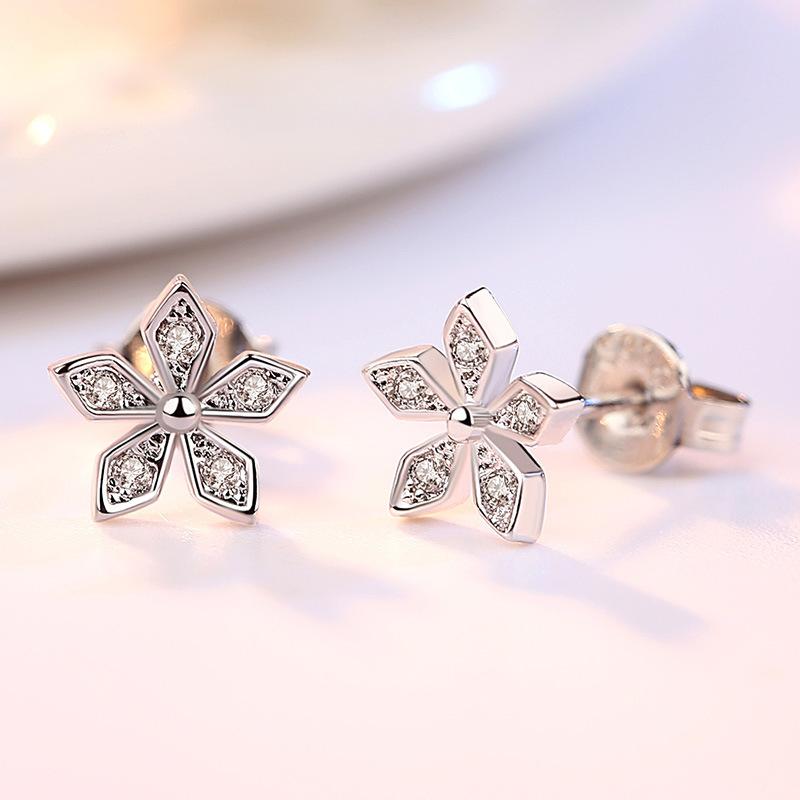 Zircon Earrings, Fashion Floral Fashion Accessories Rose Plum Stud Earrings