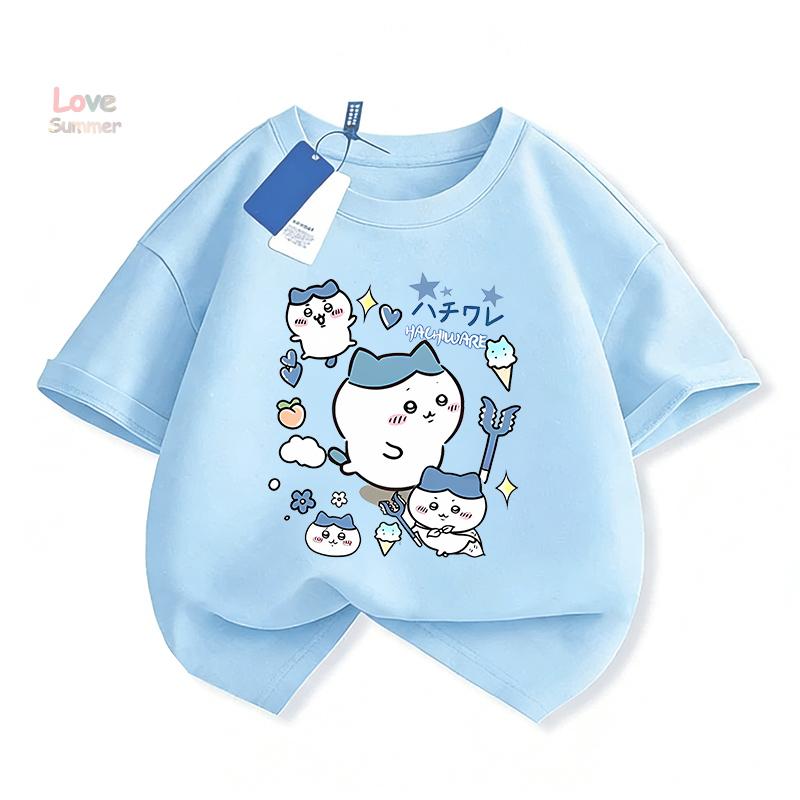 T-shirt estiva 2026 Chiikawa Ragazza e Ragazzo Hachiware Casual Manica Corta Regalo Perfetto per Bambini dai 4 ai 14 Anni Trendy per Streetwear