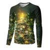 Men's Fashion Printed V-Neck Casual Long-Sleeved T-Shirt Bottoming Shirt Top