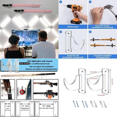 Wall Mounted Rack Storage Stand Holder Shelves Bracket for Organizing and Showcasing Sword X3UC
