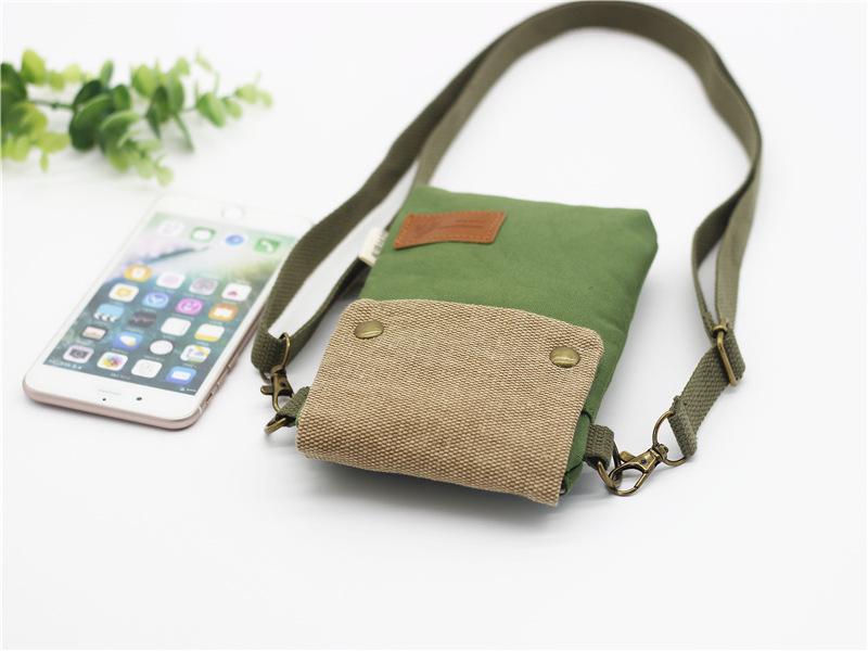 Solid Color Canvas Crossbody Phone Bag - Women's Shoulder Purse