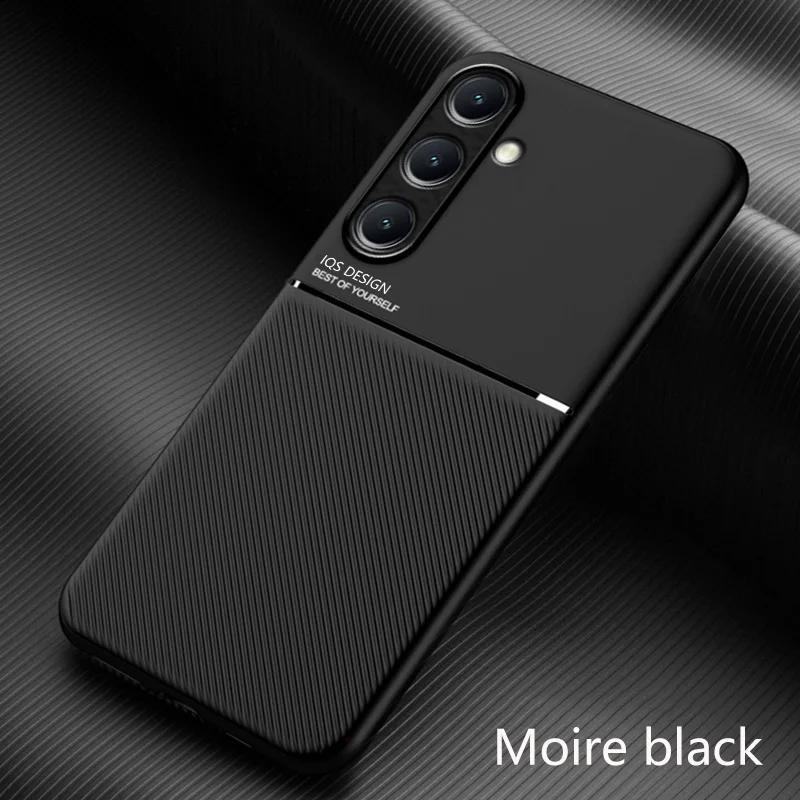 For Samsung Galaxy S25 FE Business Leather Texture Magnetic Cover Frame Phone Case For Samsung Galaxy S25 FE 5G SockProof Case Samsung S25 FE чёрный