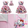 Ärmelloses Kleid mit Hello Kitty Cartoon-Print und Rüschendetails für das Frühlings-Verkleiden