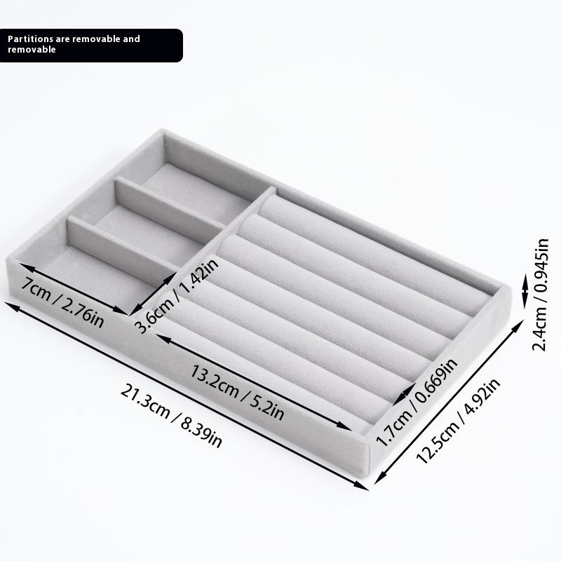 Sametová šperkovnice Náušnice Náhrdelník Prsten Náramek Stojan na vystavení šperků Zlatý podnos na šperky