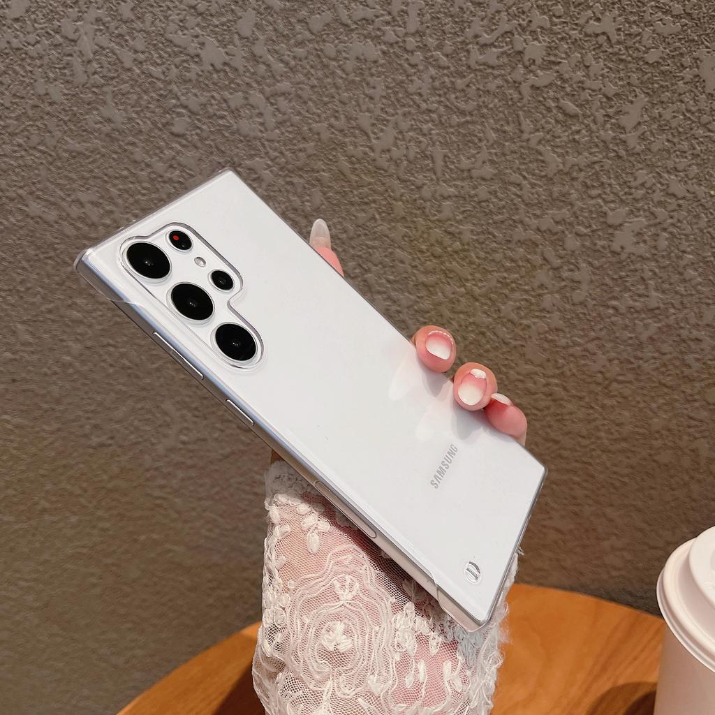 Luksusowe Galwanizowane Bezramkowe Cienkie Przezroczyste Etui Dla Samsung S25 S24 S23 Ultra S22 S21 FE Plus Note 20 10 Smukłe Przezroczyste Twarde Pokrowiec PC