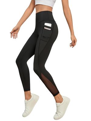 Women's & Girl's Stretch Fit High Rise Track Pant Gym Wear Mesh Leggings Workout Pants with Side Pockets/Stretchable