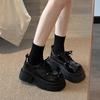 Big Head Sweet and Cool Muffin Platform Small Leather Shoes Women's 2025 Autumn New American Retro British Style Lace-up Single Shoes