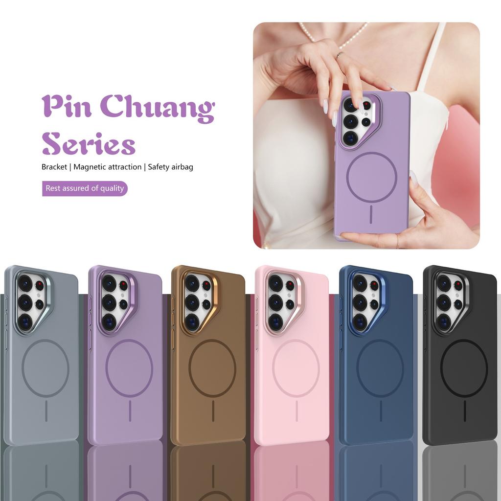 For Magsafe Magnetic Phone Case for Samsung Galaxy S26 S25 S22 Ultra S24 S23 Plus S24 FE S25 Edge Lens Stand Protective Cover