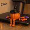 PLA Plastic Ornaments Halloween Desktop Decoration Movable Wizard Pumpkin Devil Ghost Figurine 3D Printed Figurines for Bookshelf Table And Window,