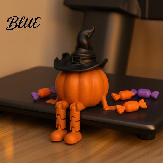 PLA Plastic Ornaments Halloween Desktop Decoration Movable Wizard Pumpkin Devil Ghost Figurine 3D Printed Figurines for Bookshelf Table And Window,