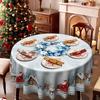 Christmas Tablecloth Snowflake Elk Reindeer Igloo, European Round Tablecloth Waterproof Leave-In, Household Dining Table Decorative Cloth