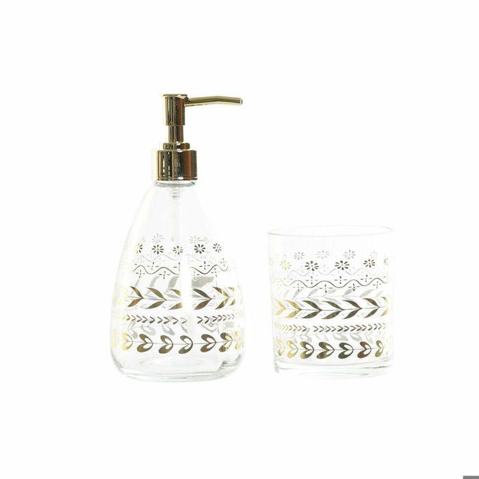 Ensemble de Bain - DKD HOME DECOR - Doré - Verre - ABS Plastique - Feuille d'une plante