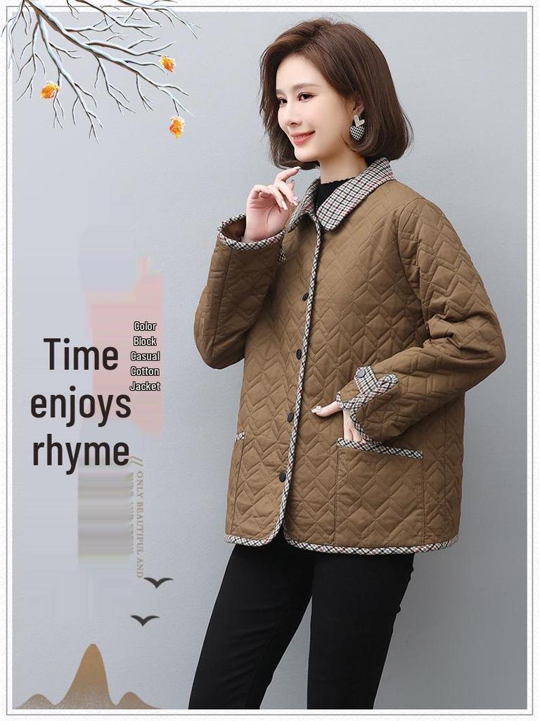 Mom's 2024 Fashionable Winter Cotton Coat for Middle-aged Women - Loose, Lightweight, and Padded Jacket