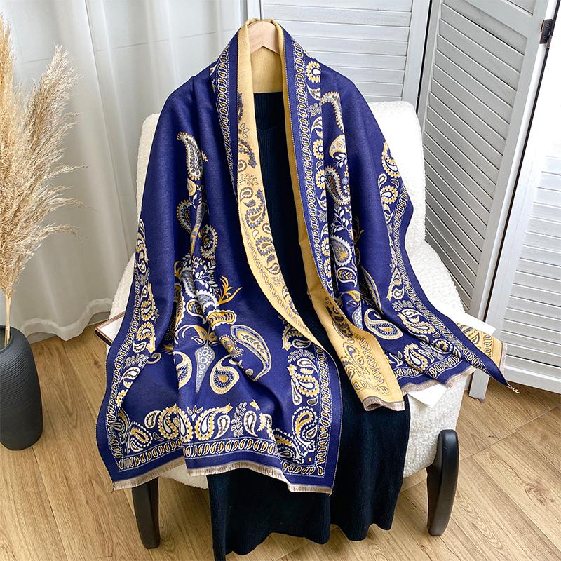 Design Paisley Printed Cashmere Scarf Women Winter Pashmina Shawls And Wraps Thick Warm Bufanda Stoles Blanket Luxury