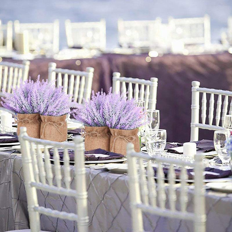 Purple Lavender Hemp Rope Bag Potted Artificial Potted Plant Simulation Flower Home Desktop Decoration