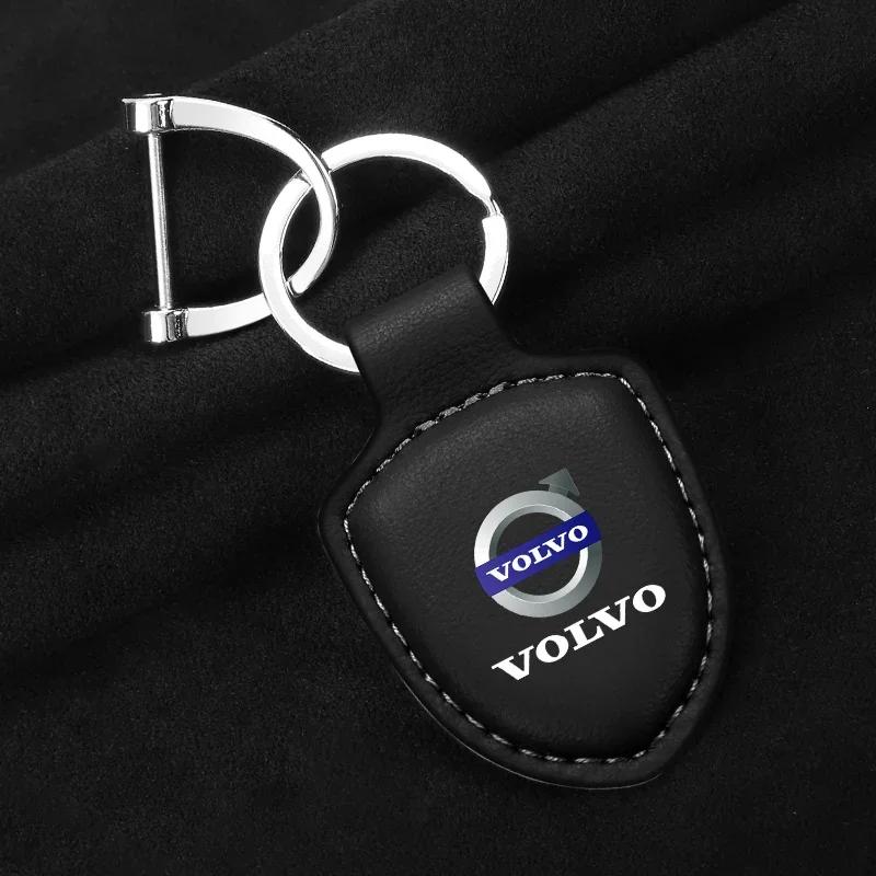 

Metal Car Keychain Vintage Leather Keyring Accessory For Volvo EX90 V60 V40 XC90 S60 XC60 V50 V70 S90 XC40 S80 T6 V90 EX30 C70