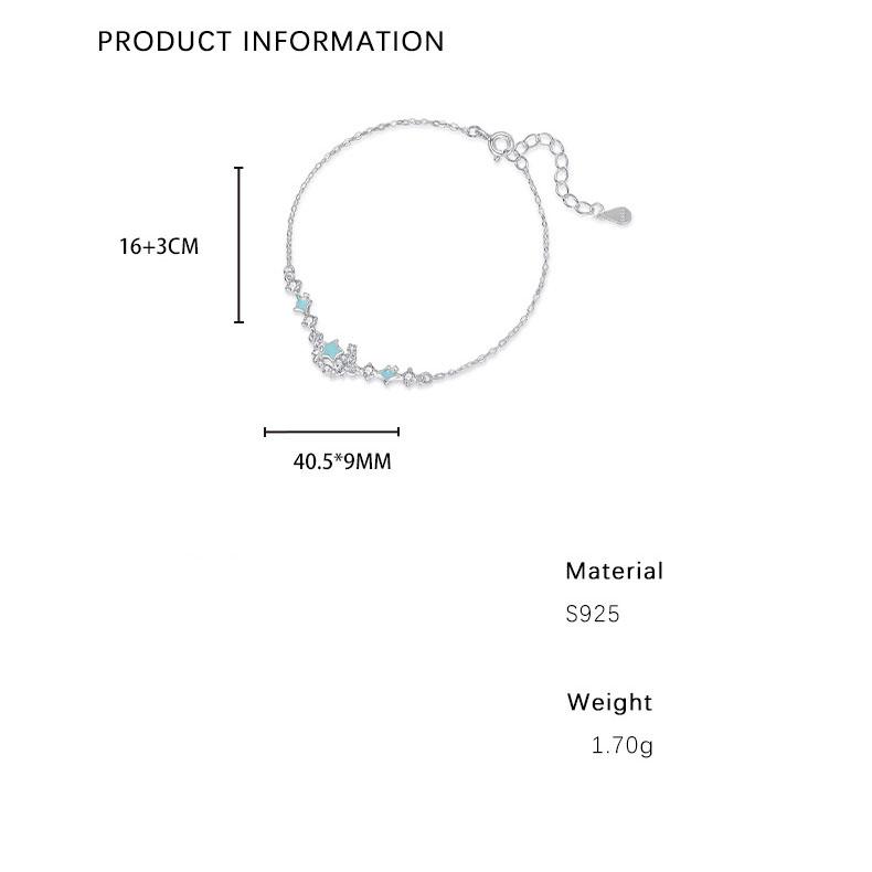 S925 Sterling Silver Zirconia Blue Luminous Star Bracelets Jewelry for Women Girls Gift Accessories YB-XY-878