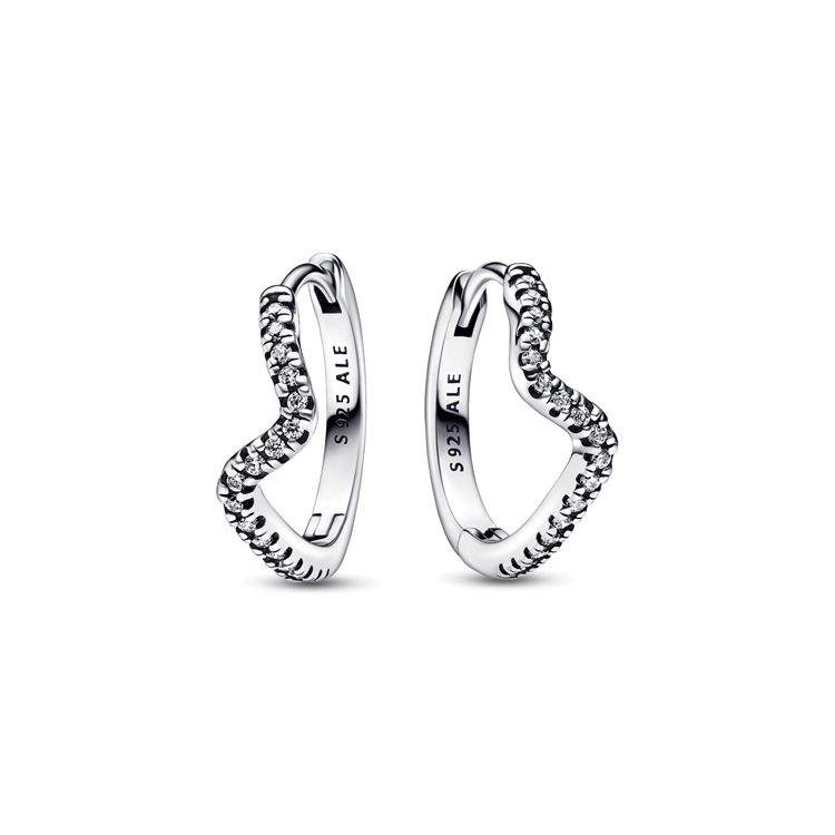 Pandora Fashionable Versatile Shimmering Wave Earrings Women earrings Silver 292545C01 Shopping Bag