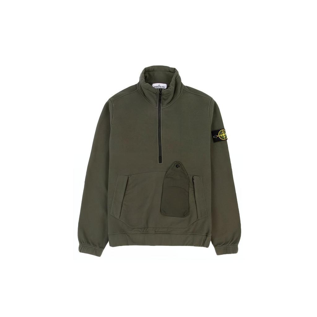 STONE ISLAND Reißverschluss Unifarbene Jacke Herren Jacke Dunkelgrün 731561520-V0059