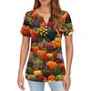 Women's T Shirt Halloween Print Button Short Sleeve Daily Weekend Fashion Basic V- Neck Regular Top