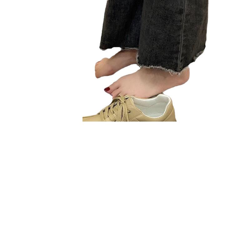 British Style Small Leather Shoes Women's Platform Height Increase 2024 Popular Muffin Loafers Spring and Summer Black Sports and Leisure Shoes