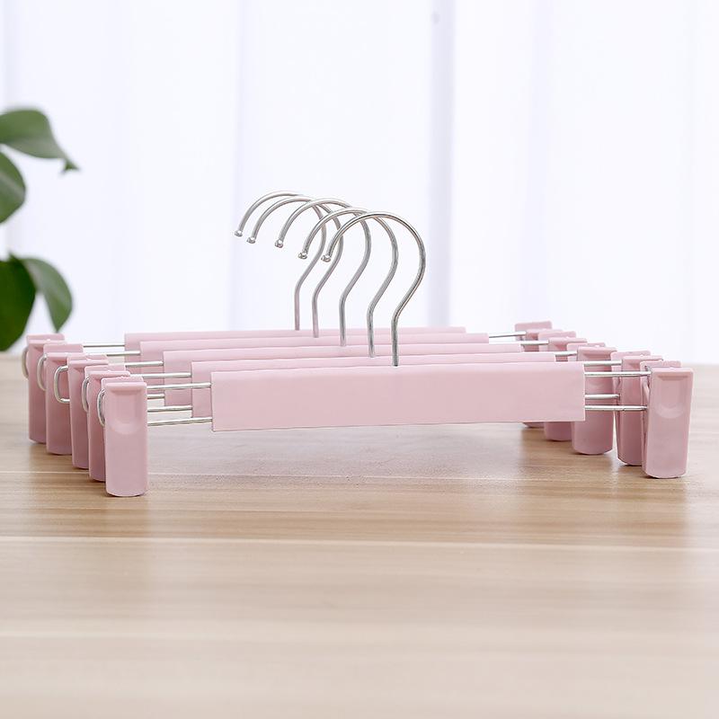10PCS I KNOW Plastic Frosted Pants Trousers Hanger with Two Clips Kroean Hot Sale Adult Anti-slip Black Display PP Pants Hanger