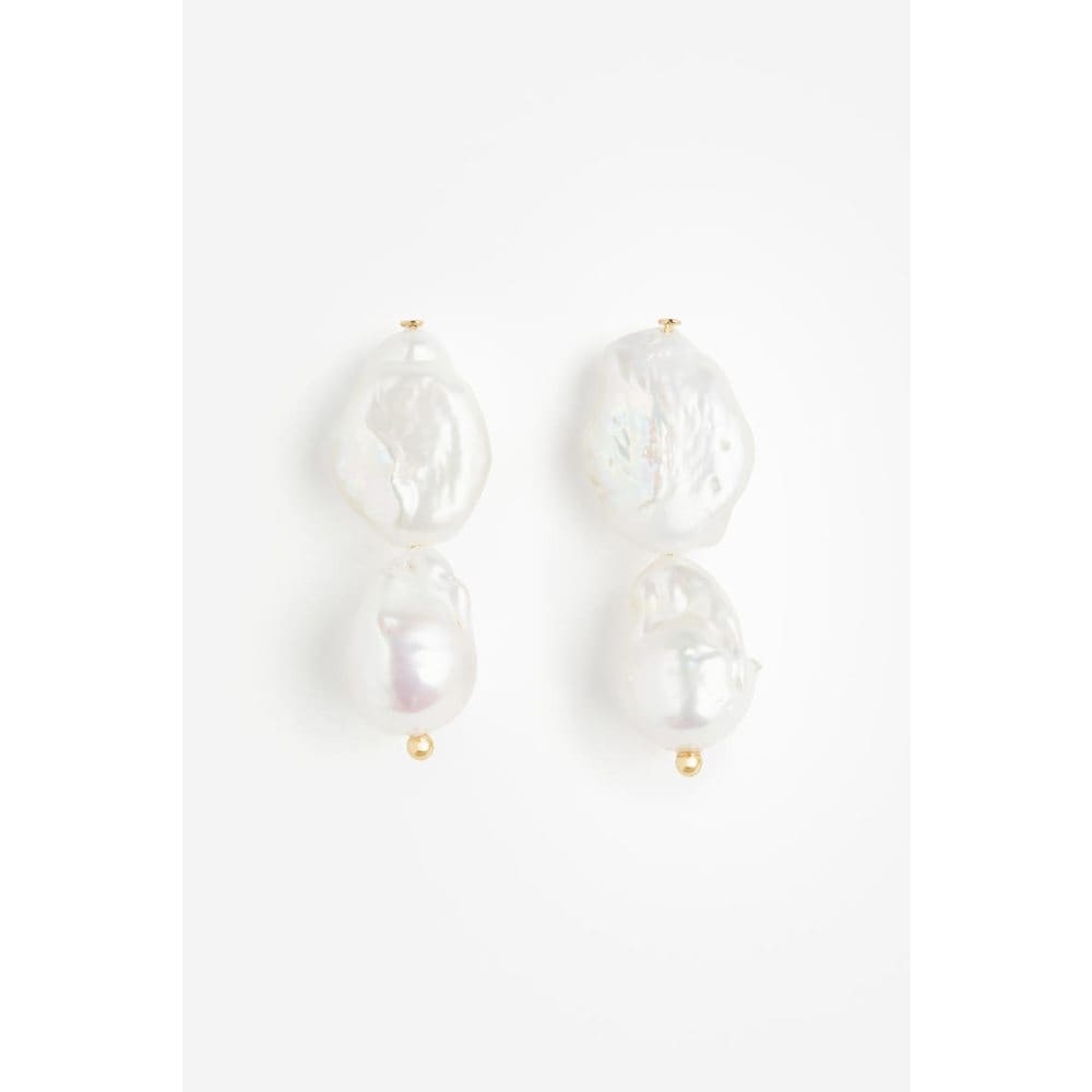 Pearl Pendant Gold-Plated Earrings White 1224689001