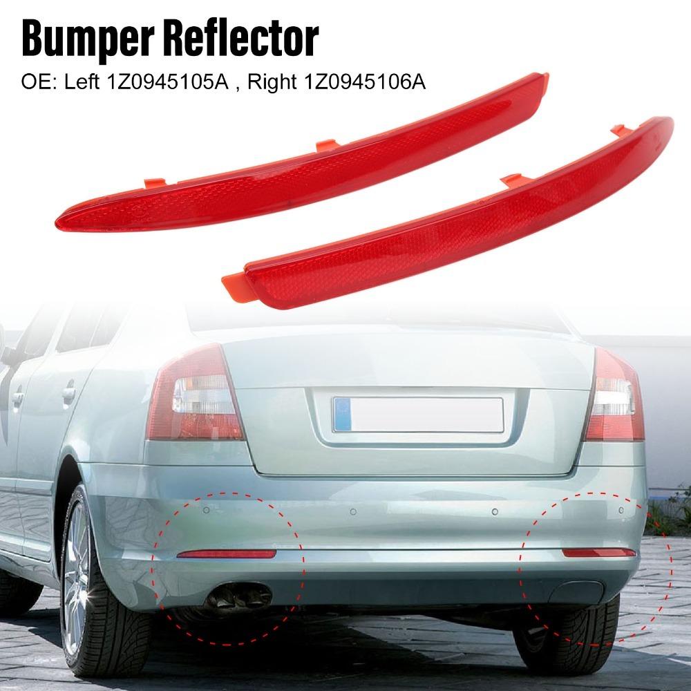 2PCS Red Rear Bumper Reflector ABS Bumper Reflector Set For OCTAVIA 1z Facelift 2009-2012